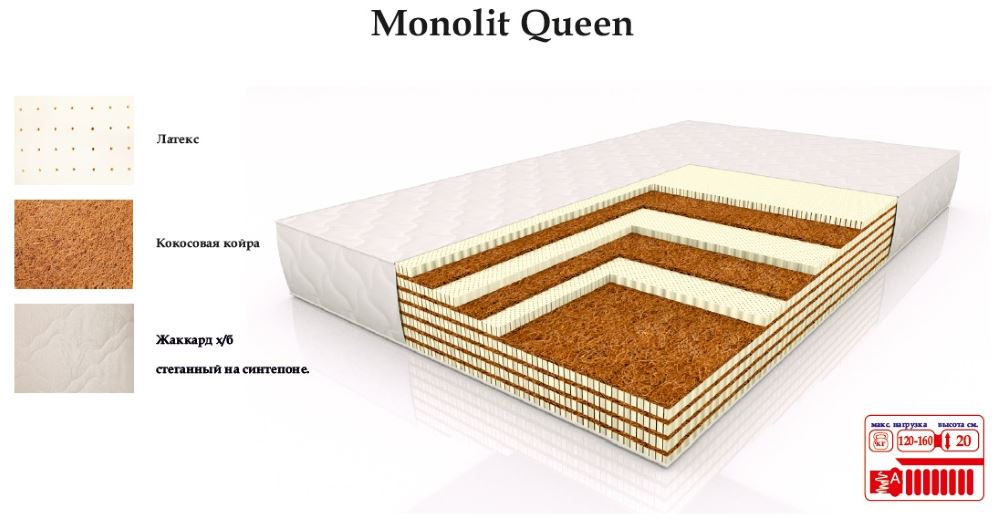 Фото Матрас Монолит Квин (Monolit Queen) от производителя DOORсон  в Керчи по цене 28 630 ₽
