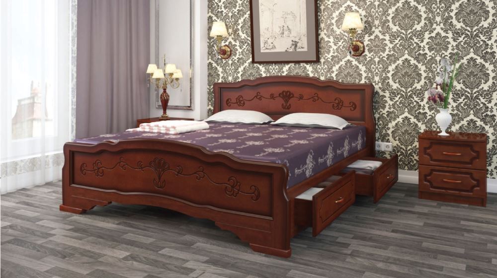 Фото Кровать односпальная Карина-6 (СМ 90х200) с выдвижными ящиками, без основания с универсальными царга от производителя Браво-мебель в Керчи по цене 26 220 ₽