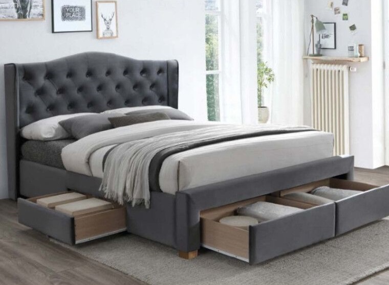 Фото Кровать двуспальная Signal Aspen velvet bluvel II (СМ 160х200) c ортопедическим основанием от производителя Signal в Керчи по цене 99 730 ₽