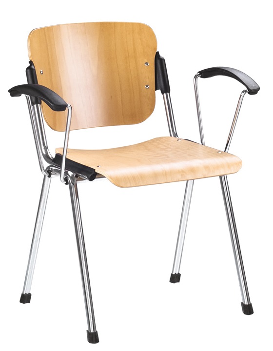 Фото Стул для посетителя Эра (Era) wood arm (хром) от производителя Новый стиль в Керчи по цене 4 840 ₽
