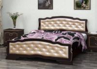 Фото derevyannye-krovati кровать двуспальная карина-10 (см 160х200) с элементами светлой экокожи, без основания с универсальн производитель Браво-мебель