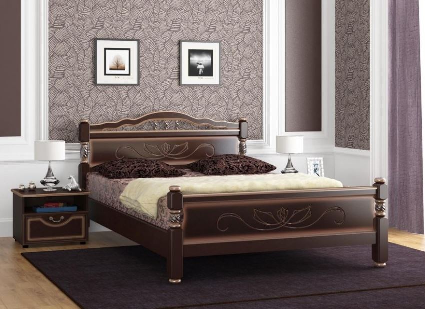 Фото Кровать двуспальная Карина-5 (СМ 140х200) без основания с универсальными царгами от производителя Браво-мебель в Керчи по цене 17&nbsp;530 ₽