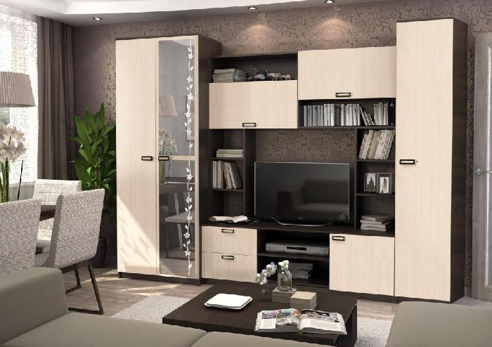 Стенка Аллегро вар.№6 ЛДСП (венге linum, дуб белфорд,(Диал))