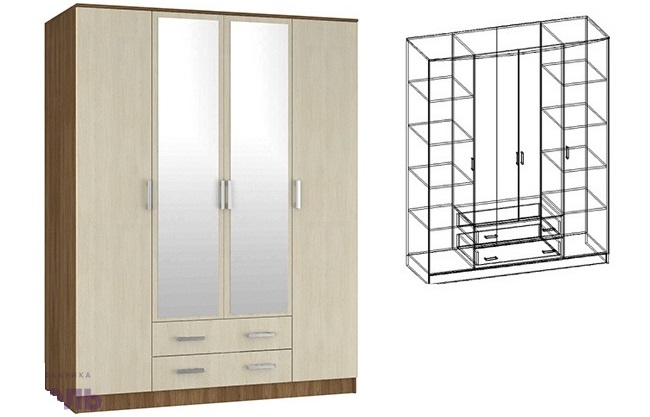 Фото Шкаф Светлана (168) четырехдверный от производителя Мебель Маркет в Керчи по цене 34&nbsp;440 ₽