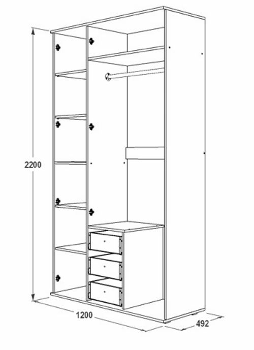 Фото Шкаф Ольга-14 (120) трехдверный  от производителя Фант-мебель в Керчи по цене 23 110 ₽