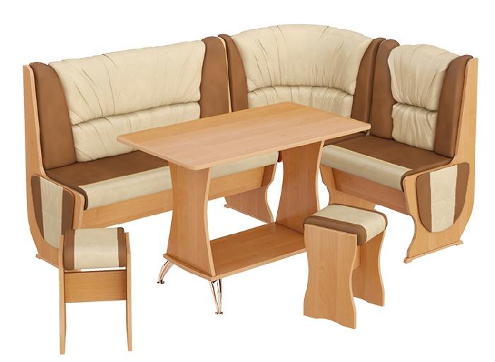 Кухонный уголок-комплект Уют-5 Люкс (ольха, кожзам бук-коричневый (ТриЯ) ) Кухонный уголок-комплект Уют-5 Люкс (ольха, кожзам бук-коричневый (ТриЯ) )