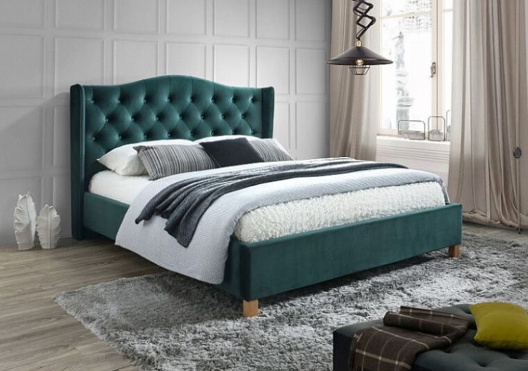 Фото Кровать двуспальная Signal Aspen velvet bluvel (СМ 180х200) c ортопедическим основанием от производителя Signal в Керчи по цене 80 830 ₽