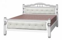 Фото derevyannye-krovati кровать двуспальная карина-11 (см 160х200) с элементами светлой экокожи, без основания с универсальн производитель Браво-мебель